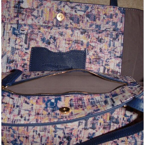 NEW NWOT Multicolored Textured 18X12 Tote Bag & Removable Pouch DANIELLE NICOLE - Picture 2 of 4